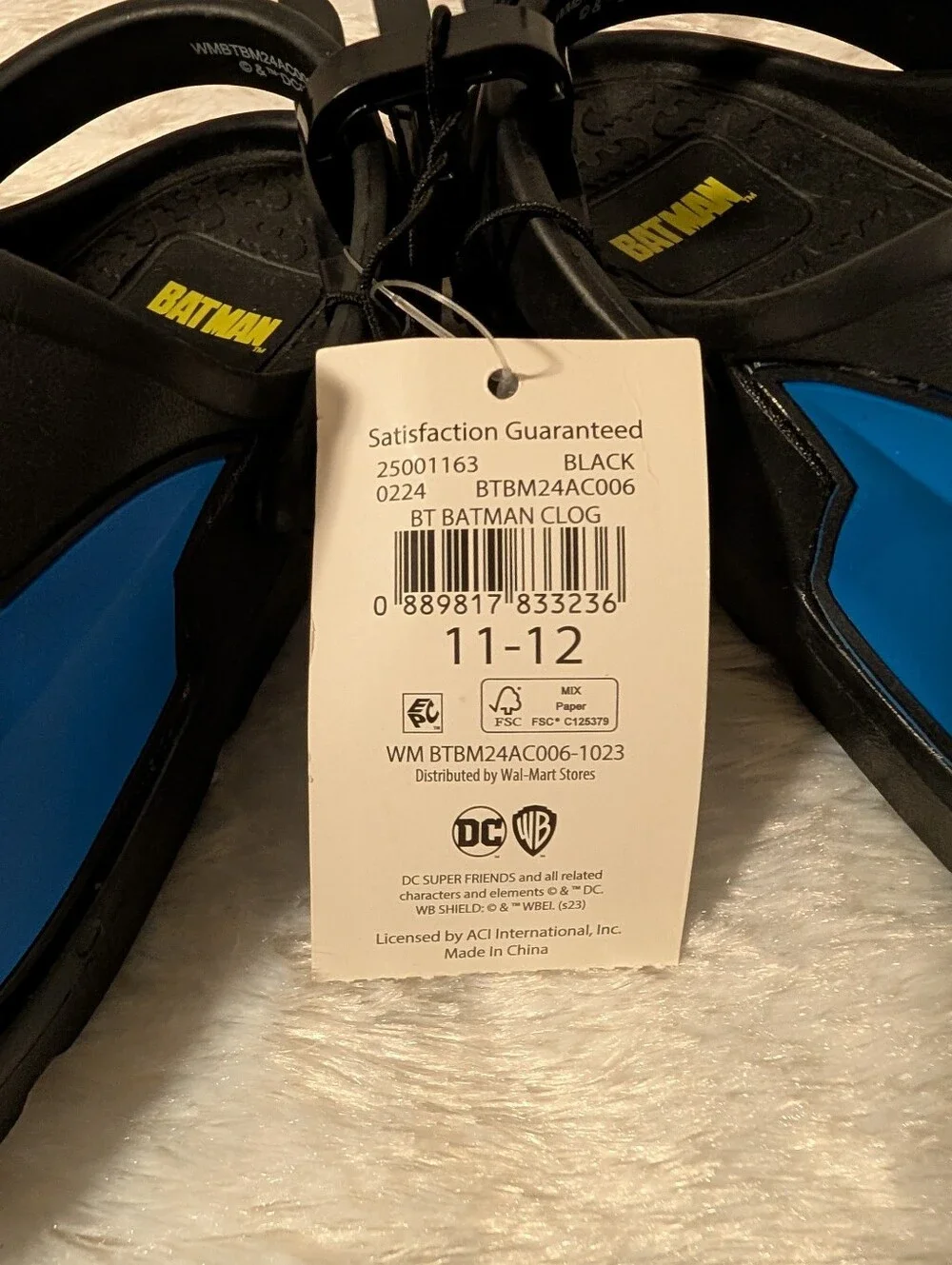 Batman Boys Blue & Black Slip-On Clog Sandals with Character Face (flaws)
